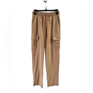 Active USA beachy brown cargo linen straight leg pants